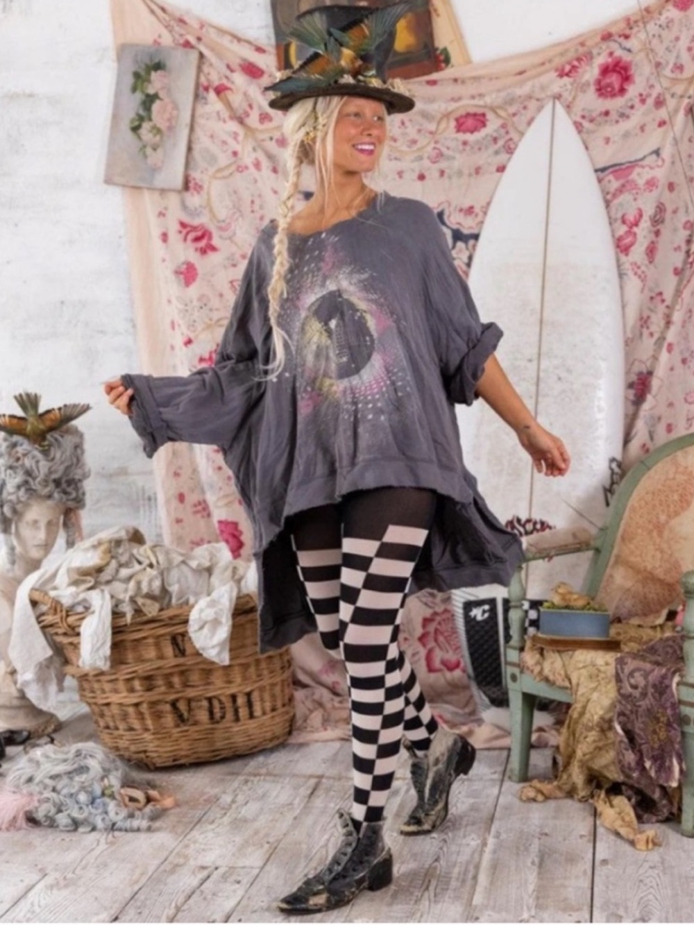 Magnolia Pearl Knit Hi Lo Disco Ora Francis pullover sweatshirt top boho cotton